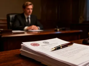 Młody mężczyzna przy biurku z laptopem i dokumentami finansowymi, symbolizujący rozliczenia podatkowe dla osób do 26 lat.