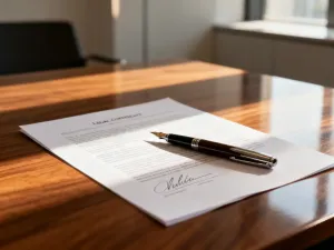Oficjalny dokument z pieczęcią na biurku, symbolizujący proces uzyskiwania zaświadczenia o niekaralności.