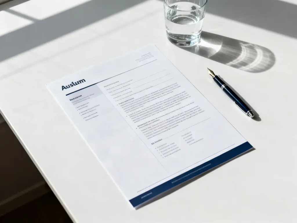 Profesjonalne CV leżące na biurku obok pióra, symbolizujące przygotowanie do procesu rekrutacji.